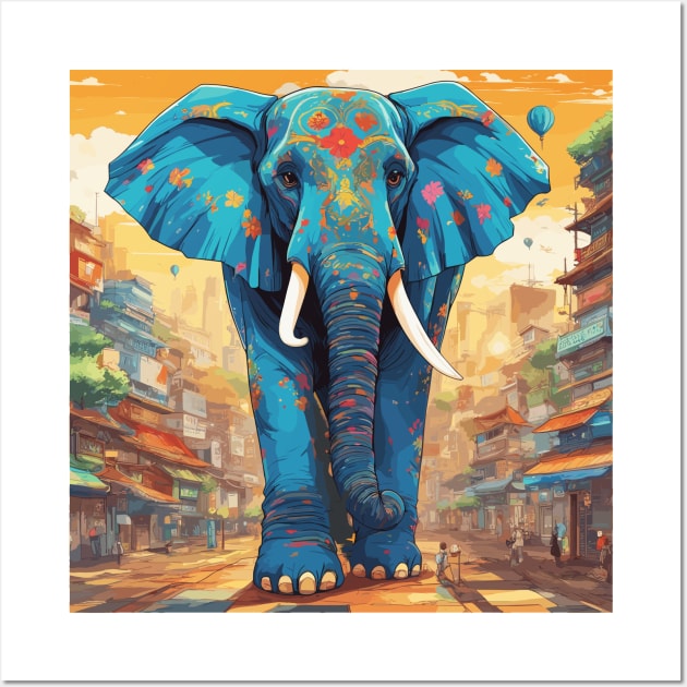 Blue Elephant Wall Art by Kingrocker Clothing